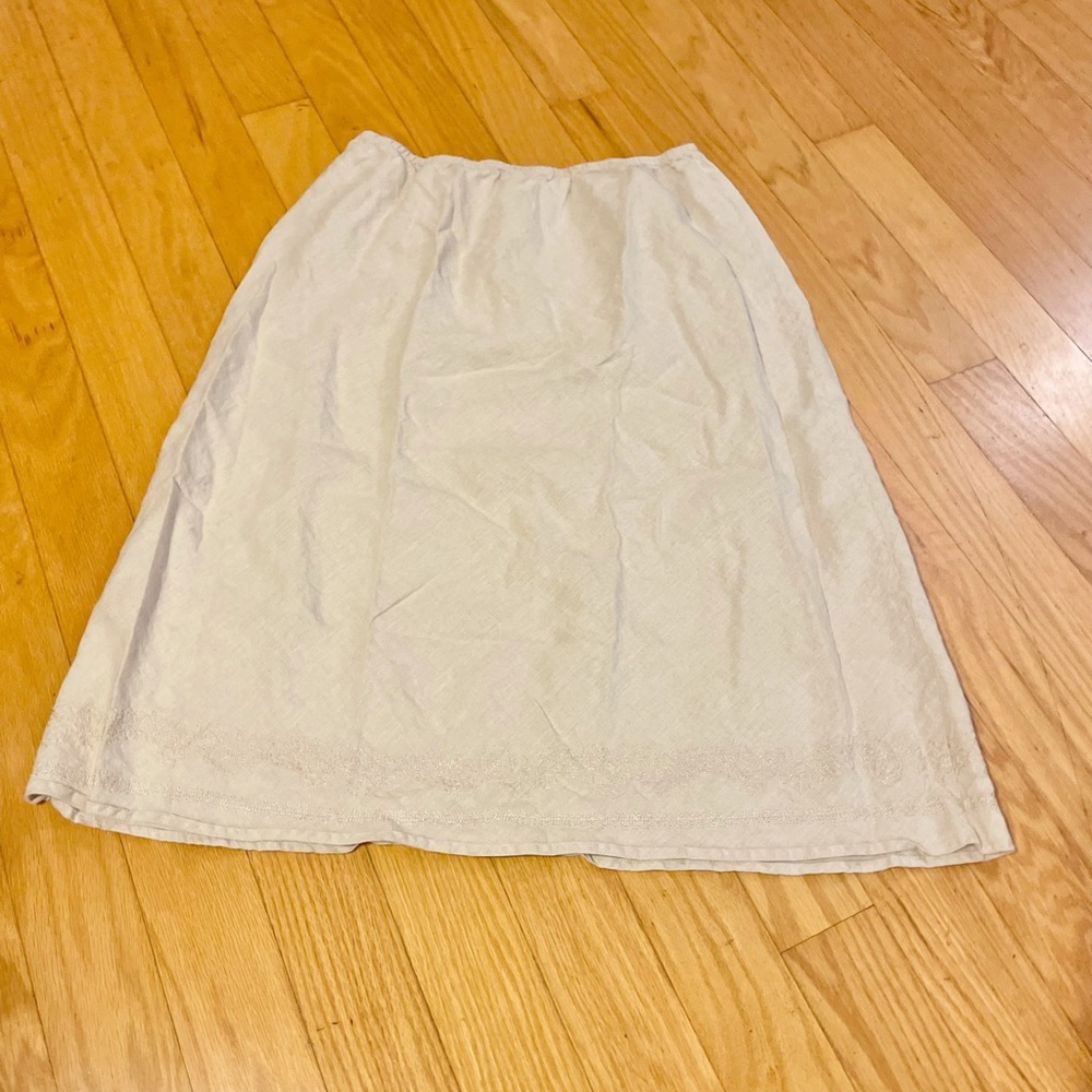 JM Collection Petite Khaki Linen Skirt